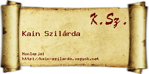 Kain Szilárda névjegykártya
